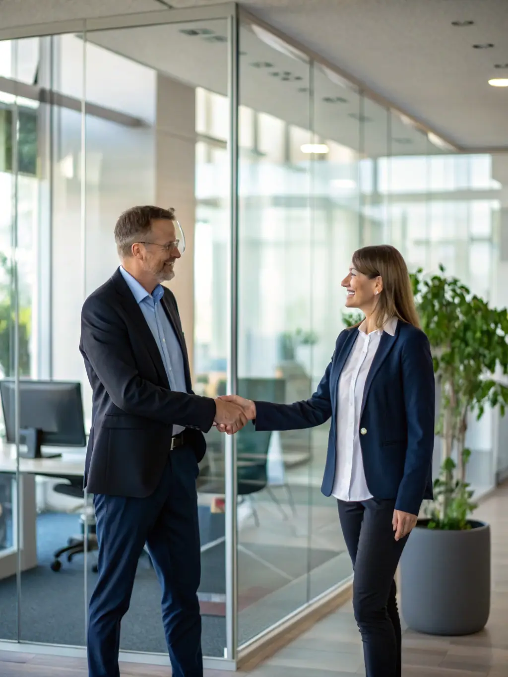 A photo of a local business representative shaking hands with a CELS leader, symbolizing a successful partnership.