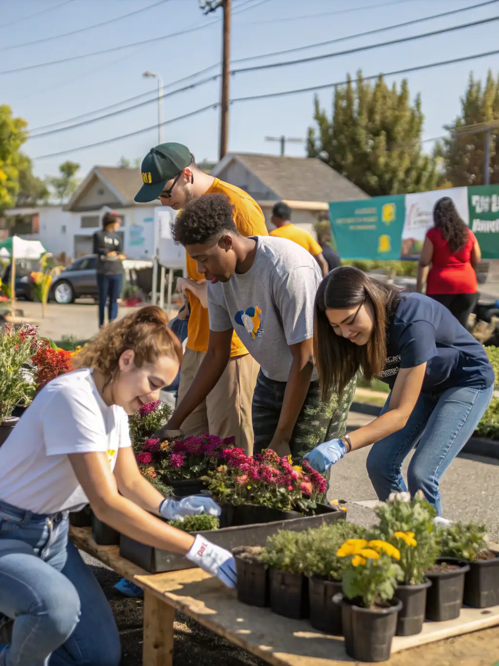 A group of volunteers assisting with a CELS community event, showcasing teamwork and dedication to the organization's mission.